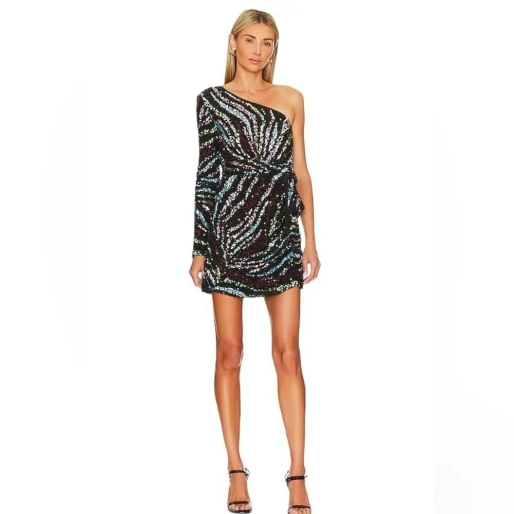 Show Me Your MuMu One-Shoulder Multicolor Sequin Dress